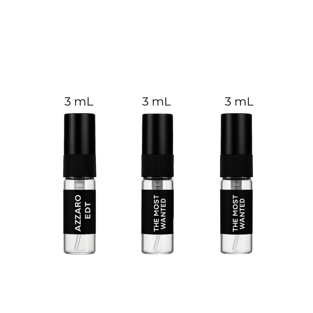 Azzaro The Most Wanted Discovery Trio fragrance samples in decants – Fragrance Emporium authentic men’s perfume set