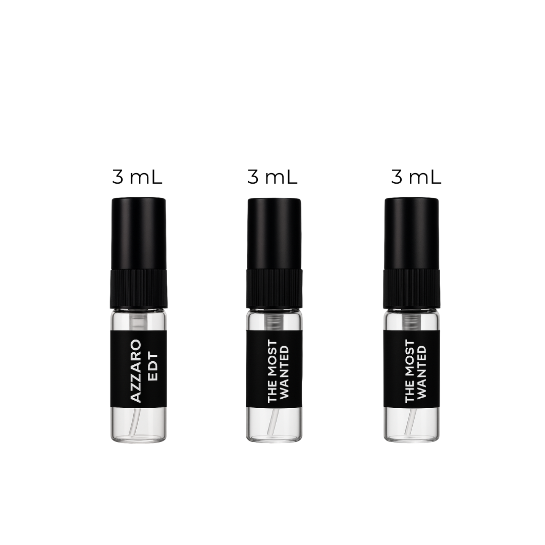 Azzaro The Most Wanted Discovery Trio fragrance samples in decants – Fragrance Emporium authentic men’s perfume set
