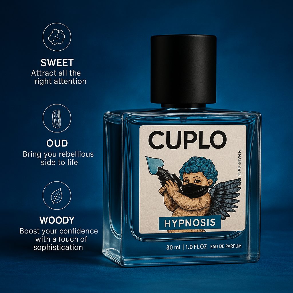 Fragrance Emporium Aqua Hypnôse Eau de Parfum ad emphasizing scent longevity and premium quality in a modern blue aesthetic.

