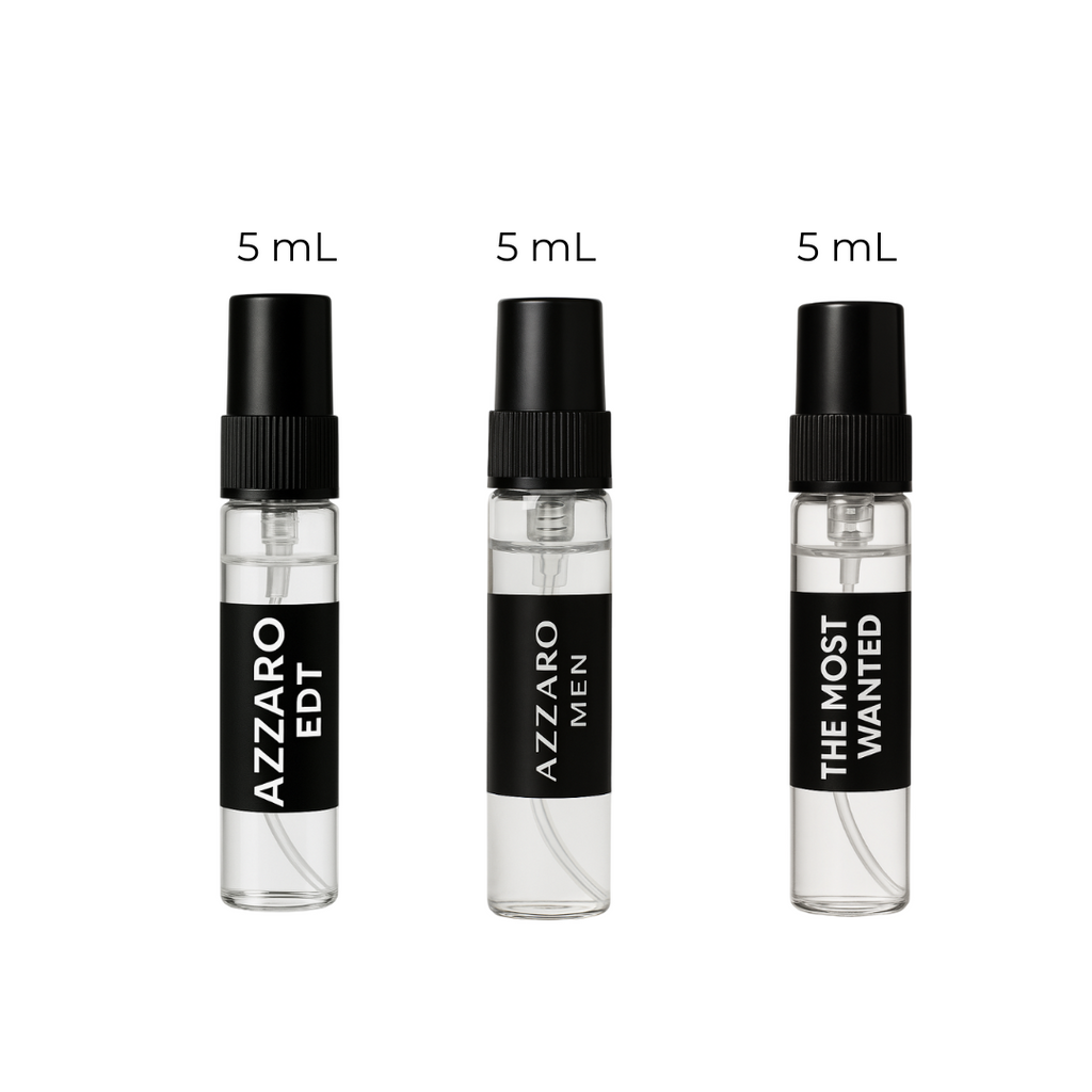 Azzaro The Most Wanted Experience Trio men’s fragrance decants 2ml to 10ml – Fragrance Emporium premium discovery set