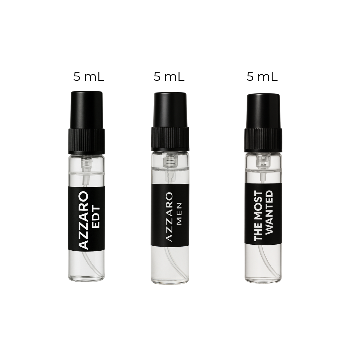 Azzaro The Most Wanted Experience Trio men’s fragrance decants 2ml to 10ml – Fragrance Emporium premium discovery set