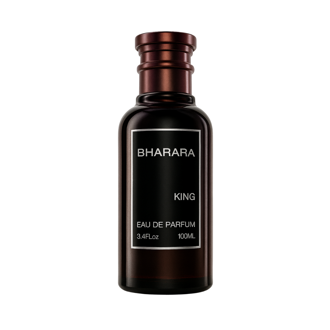 Close-up of Bharara King Prestige Eau de Parfum bottle on a white background, showcasing elegant design and premium quality

