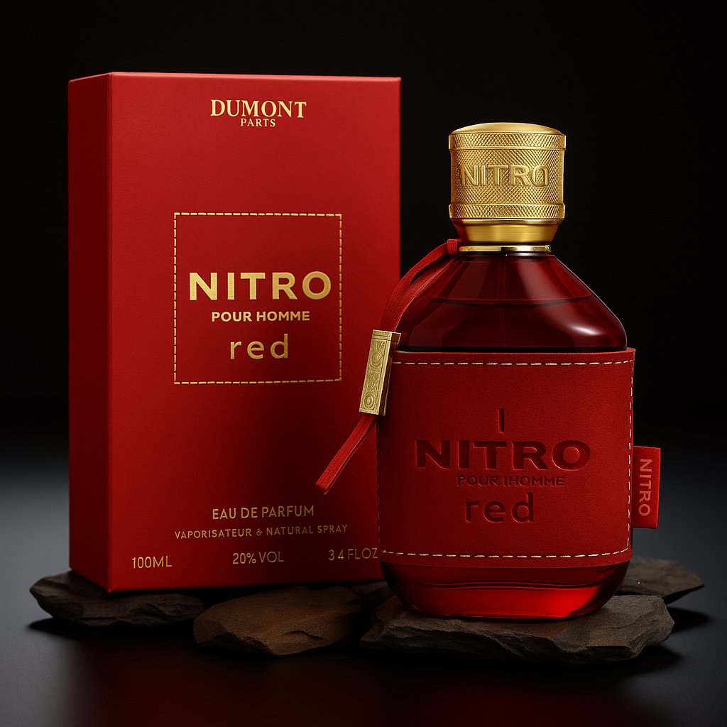 Redline Force perfume bottle and luxury red box styling – powerful packaging for dynamic fragrance lovers by Fragrance Emporium.

