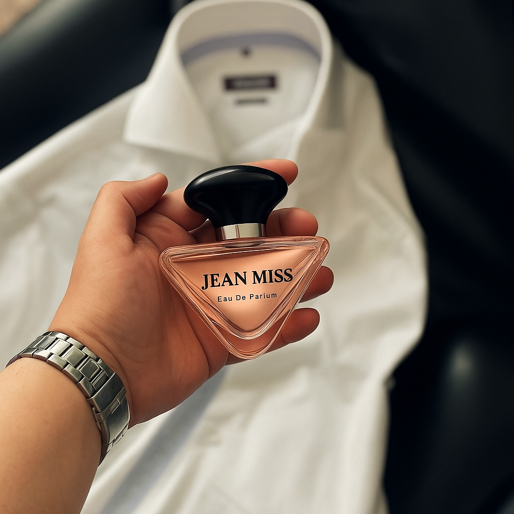 Woman holding Cherished Glow perfume by Fragrance Emporium – graceful and elegant moment highlighting floral femininity.

