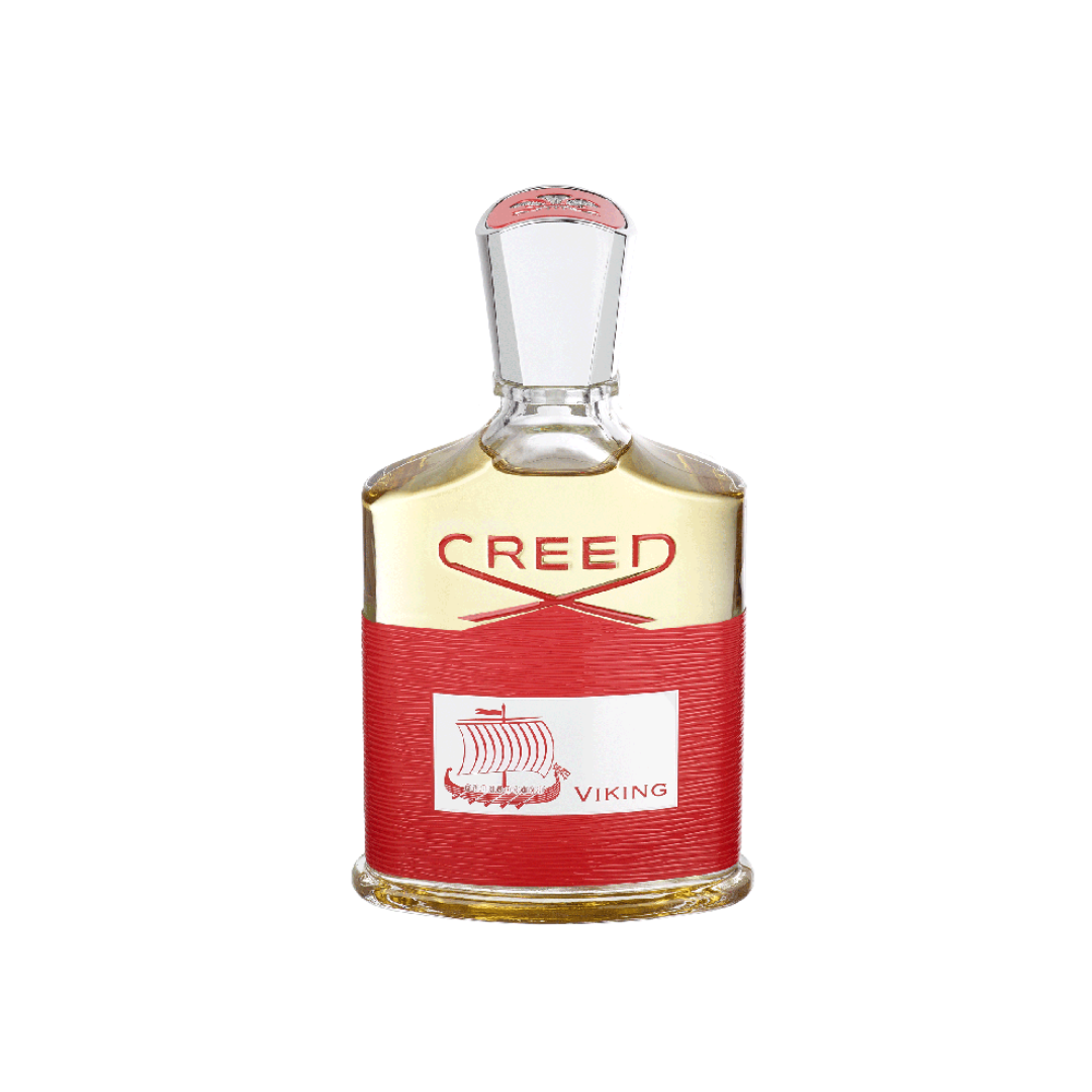 Luxurious bottle of Creed Viking Eau de Parfum 100 ml, showcasing its bold woody citrus composition with bergamot, lemon, pink peppercorn, sandalwood, and vetiver — a modern men’s classic.