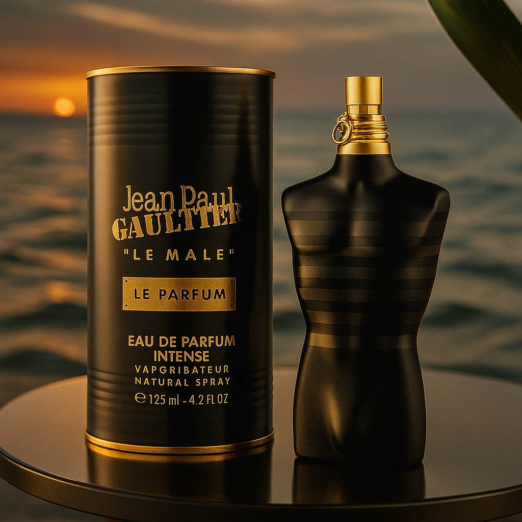 Dark Dominion bottle placed with gold packaging and dramatic backdrop – elite fragrance identity crafted by Fragrance Emporium.

