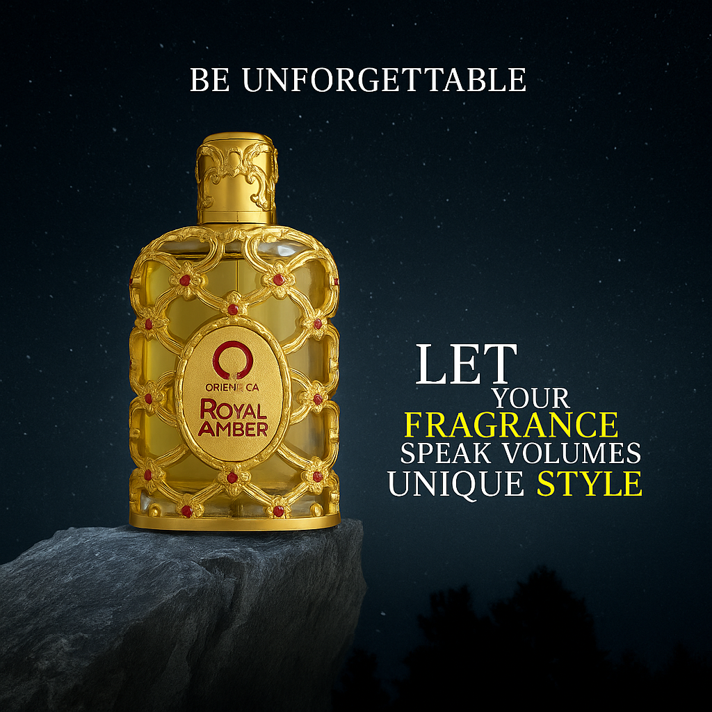 Golden Veil EDP featured with emotional text overlay “Let the fragrance unveil the crown within” – luxury storytelling by Fragrance Emporium.

