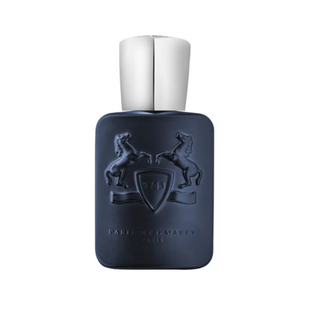 Fragrance Emporium – Parfums de Marly Layton Eau de Parfum, elegant navy blue bottle with silver cap. Luxury unisex fragrance with spicy, floral and woody notes.