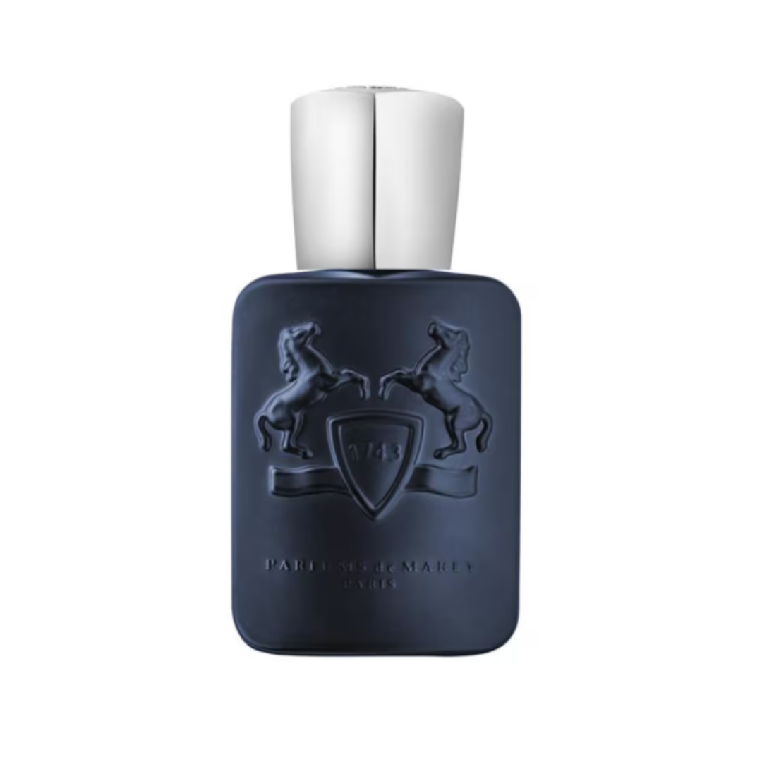 Fragrance Emporium – Parfums de Marly Layton Eau de Parfum, elegant navy blue bottle with silver cap. Luxury unisex fragrance with spicy, floral and woody notes.