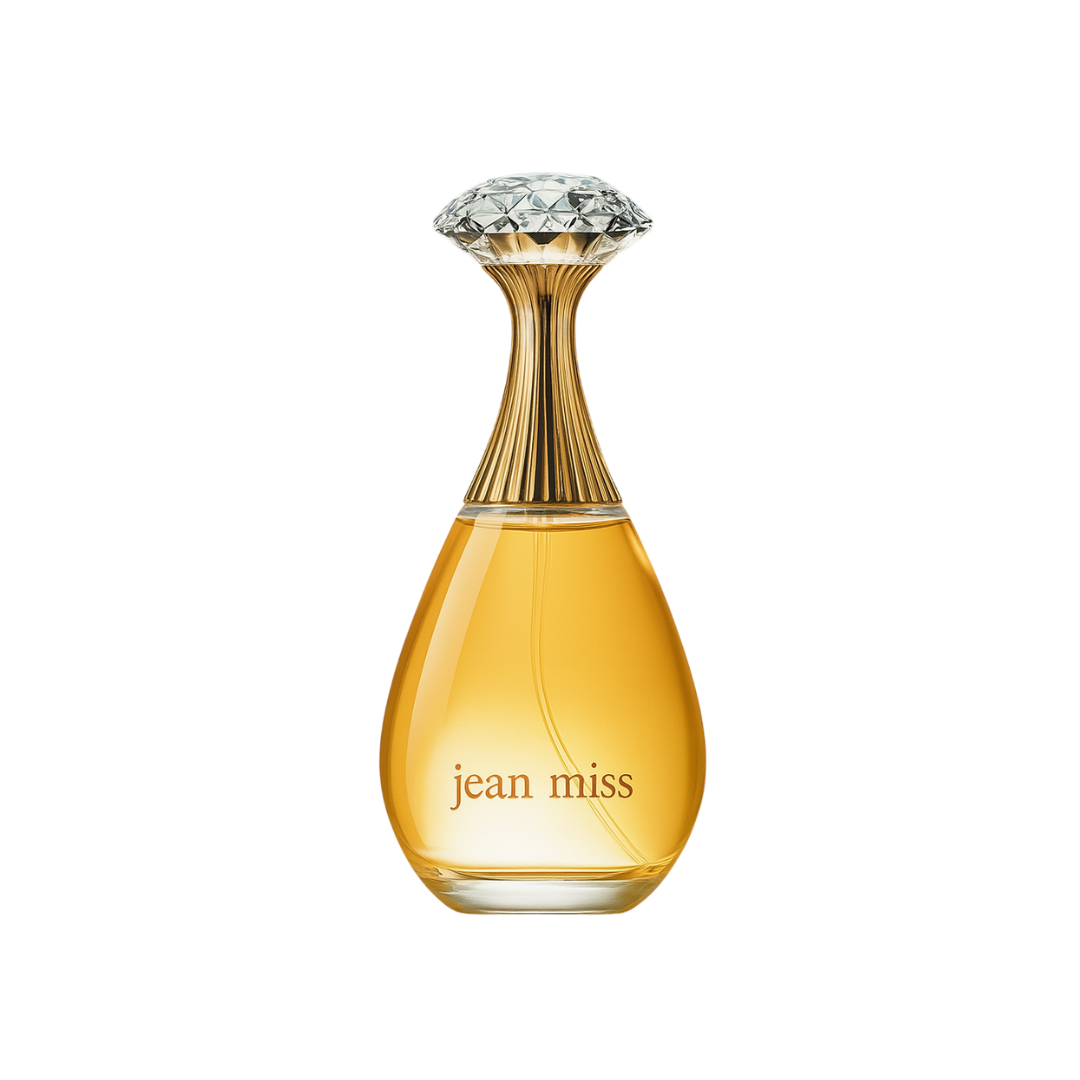 Elegant golden Lustre d’Or perfume bottle by Fragrance Emporium displayed on a white background, symbolizing luxury and femininity

