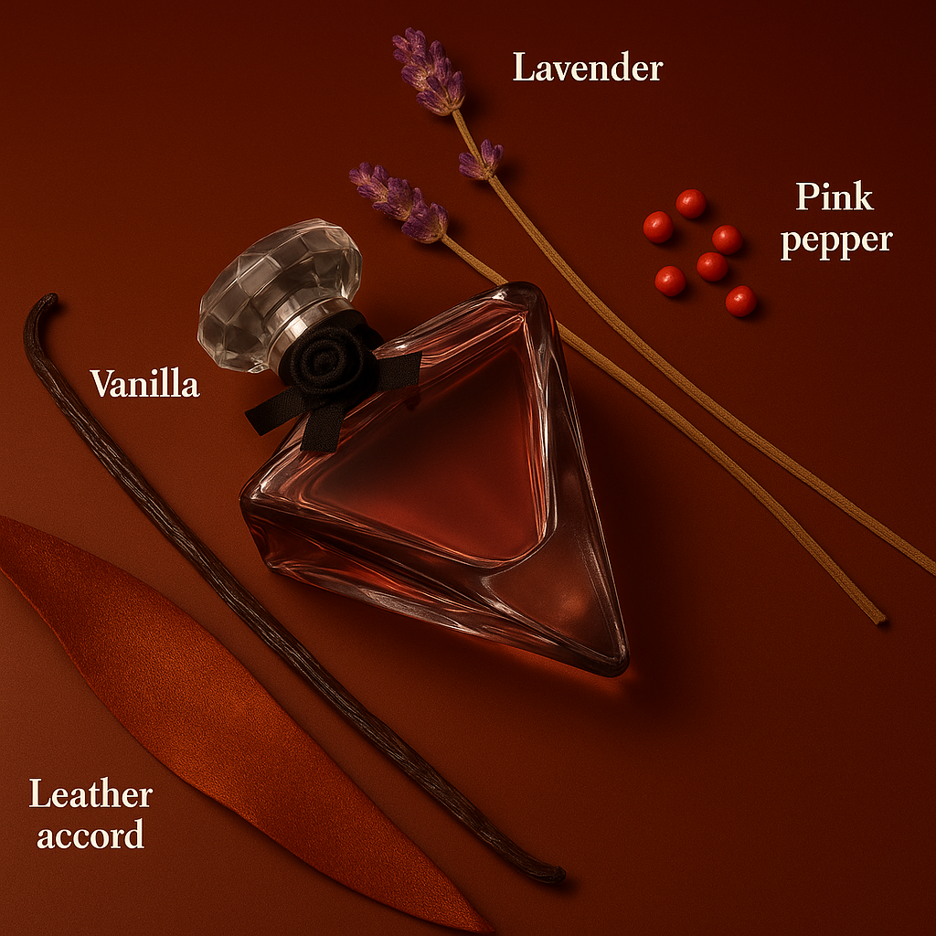 Ruby Veil perfume by Fragrance Emporium placed on a red background, emphasizing passion and floral elegance

