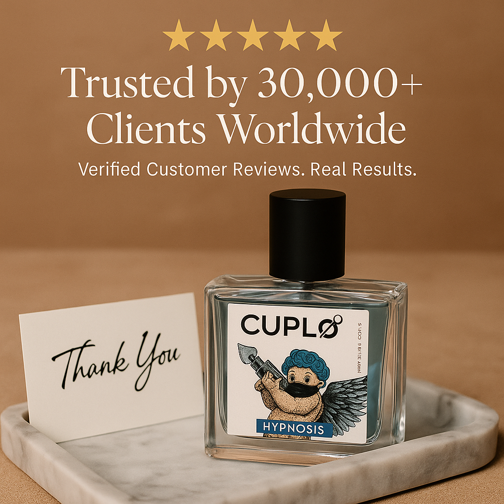 Aqua Hypnôse EDP with testimonial overlay: Trusted by 30,000+ Clients Worldwide – Fragrance Emporium brand trust highlight.


