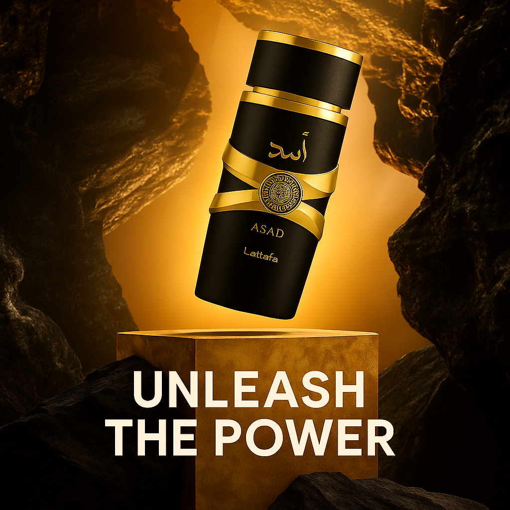 Marketing visual with “Unleash the Power” text featuring Imperial Night EDP – dark golden tone emphasizing magnetic scent strength.

