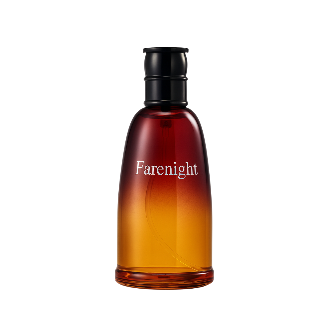 Minimalist front-facing image of Inferno Rouge – Wild Heat EDP, showcasing the gradient red-to-black bottle on a white background

