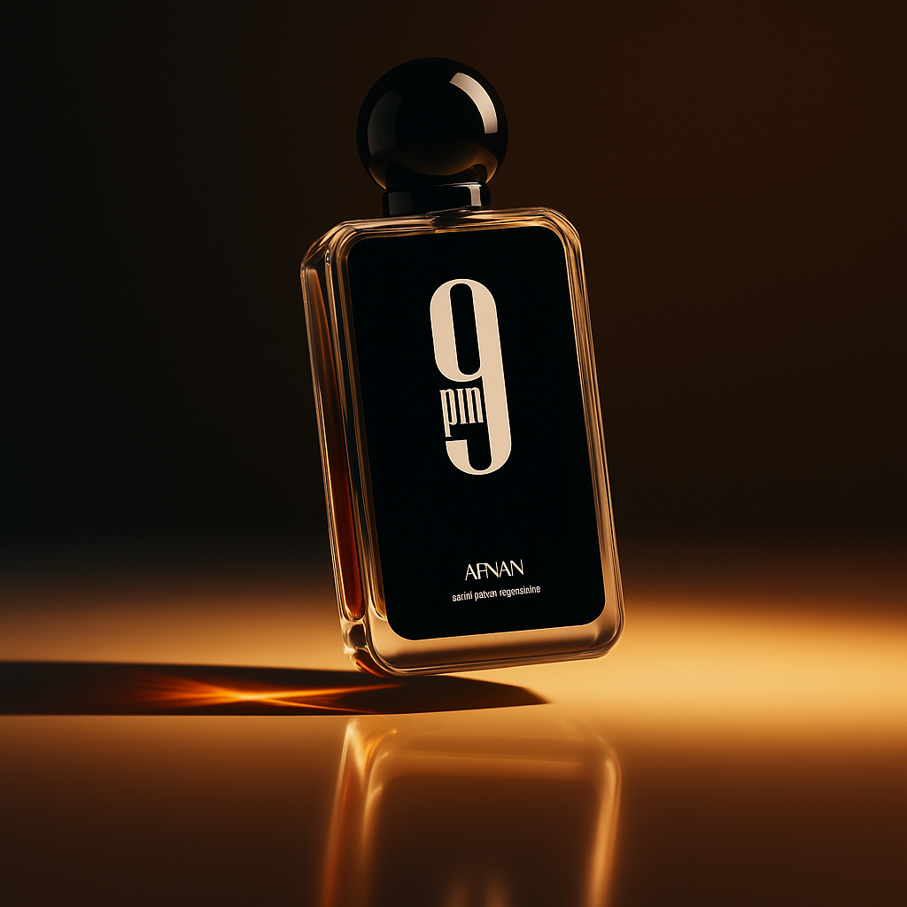 Black and gold illuminated product photo of Midnight Code 9PM Seduction – premium seductive fragrance for bold men by Fragrance Emporium.

