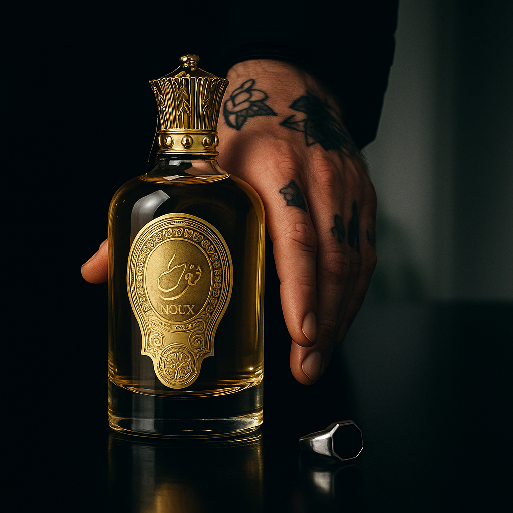Paris Corner Nouf Eau de Parfum bottle next to its ornate box, perfect for luxurious gifting and personal refinement