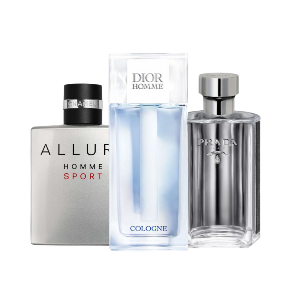 Modern Gentleman Trio featuring Prada L’Homme, Chanel Allure Homme Sport, and Dior Homme Cologne – Fragrance Emporium authentic men’s fragrance set