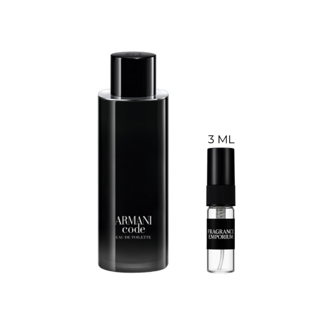 Armani Code EDT sleek black bottle – timeless masculine fragrance with citrus, spices and leather
