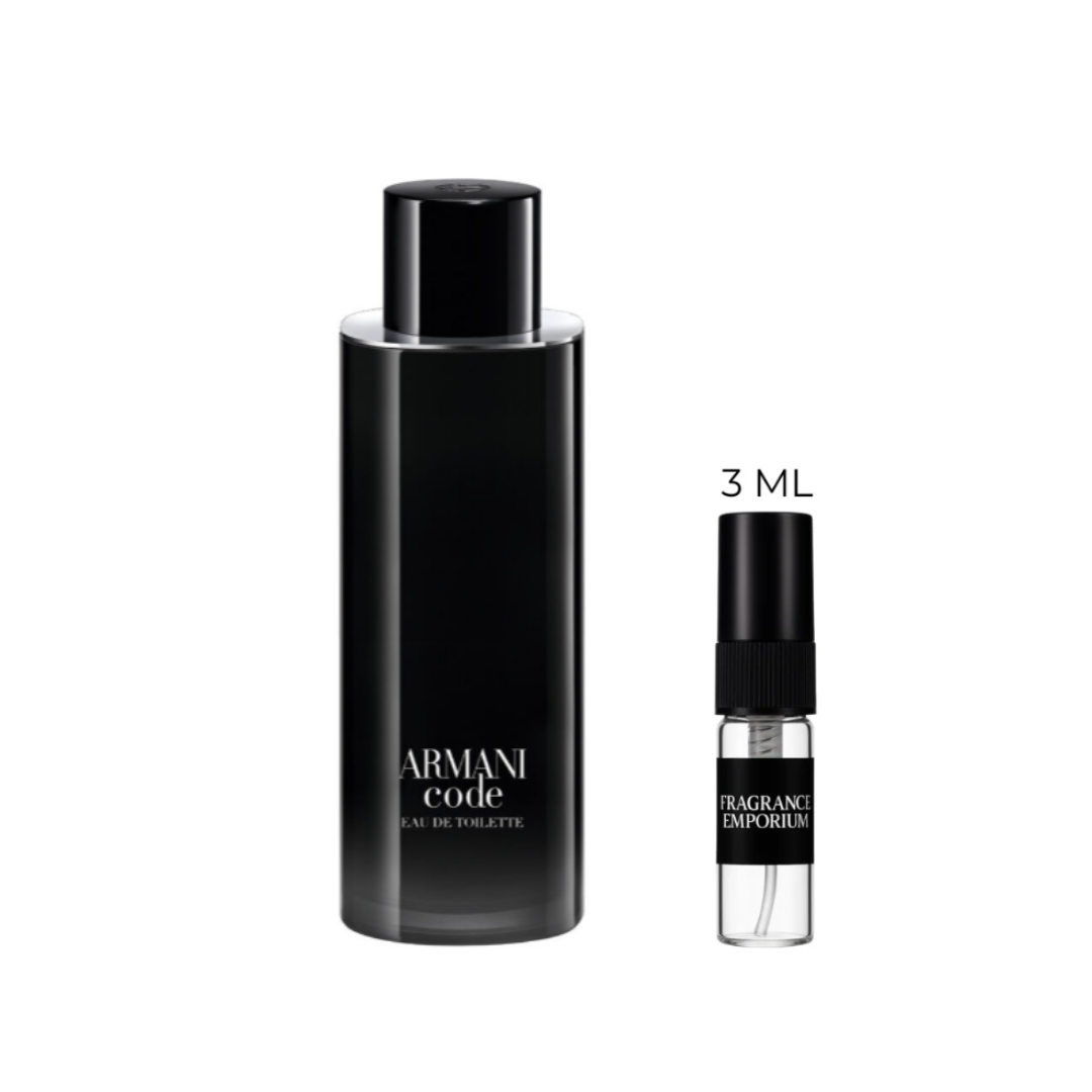 Armani Code EDT sleek black bottle – timeless masculine fragrance with citrus, spices and leather