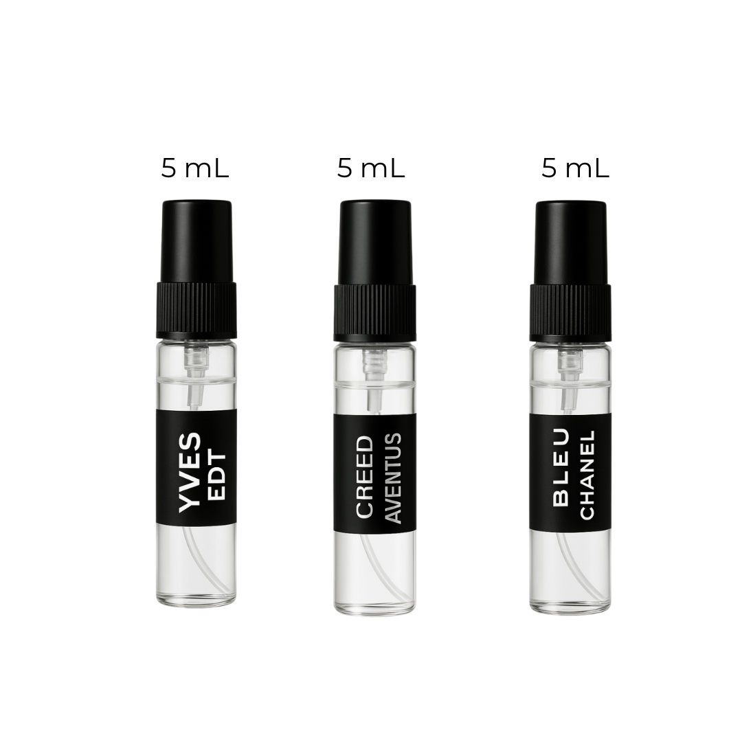 Creed Aventus, Bleu de Chanel, and YSL Y EDP sample decant set – Fragrance Emporium men’s fragrance discovery trio