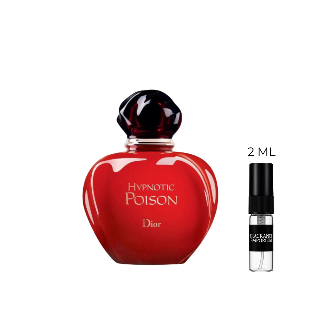 Dior Hypnotic Poison Eau de Toilette bottle with 2ml sample decant – sensual and mysterious fragrance for women