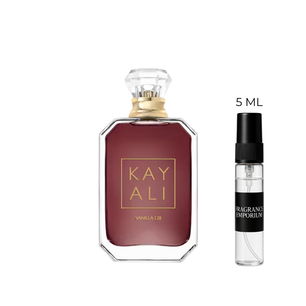 Kayali Vanilla 28 Eau de Parfum with sample spray decant – cozy gourmand vanilla fragrance