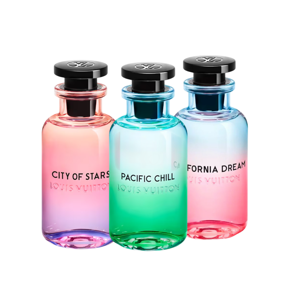 Louis Vuitton Sunset Trio with City of Stars, Pacific Chill, and California Dream – Fragrance Emporium luxury fragrance discovery set