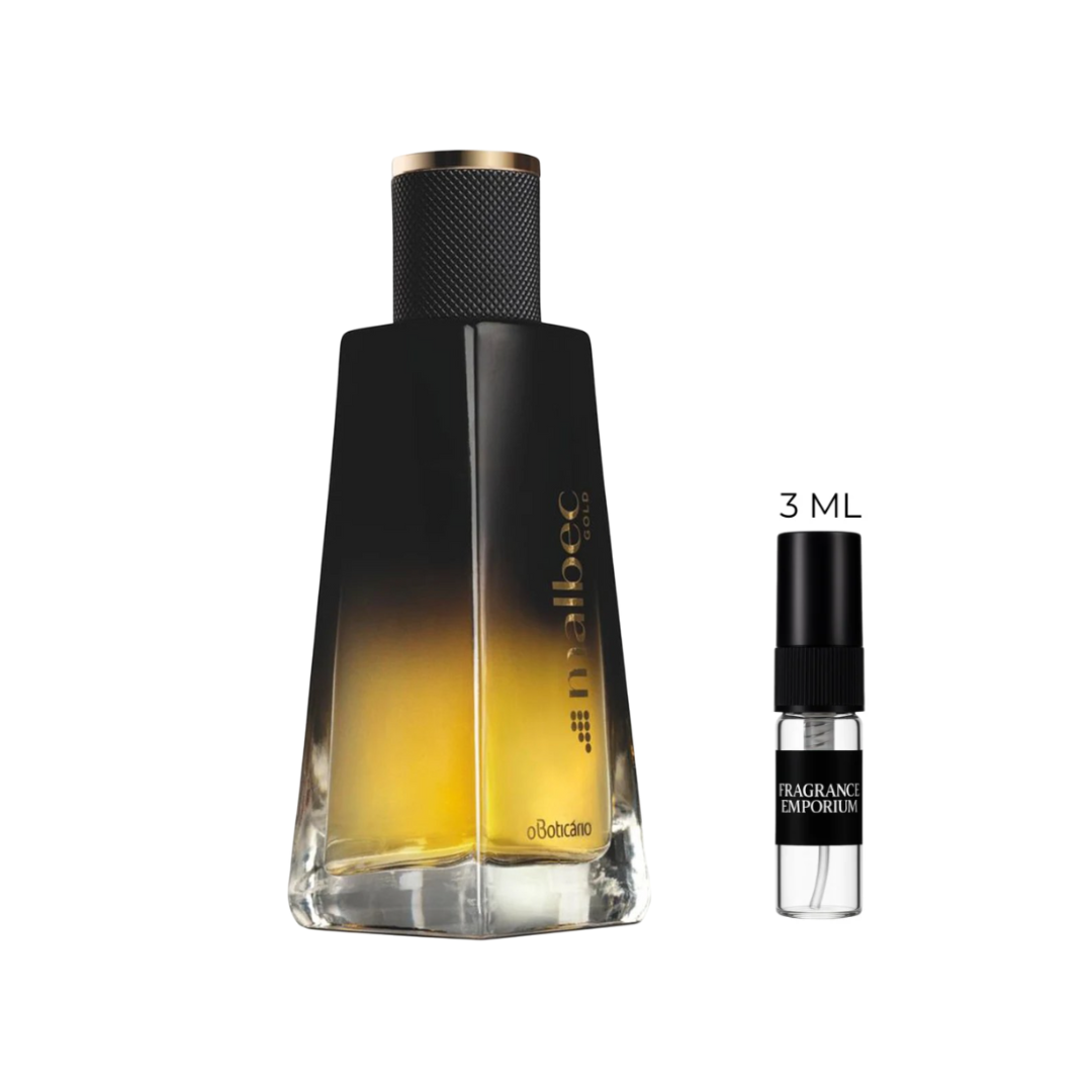 Malbec Gold Eau de Toilette fragrance bottle – Fragrance Emporium luxury men’s fragrance from O Boticário