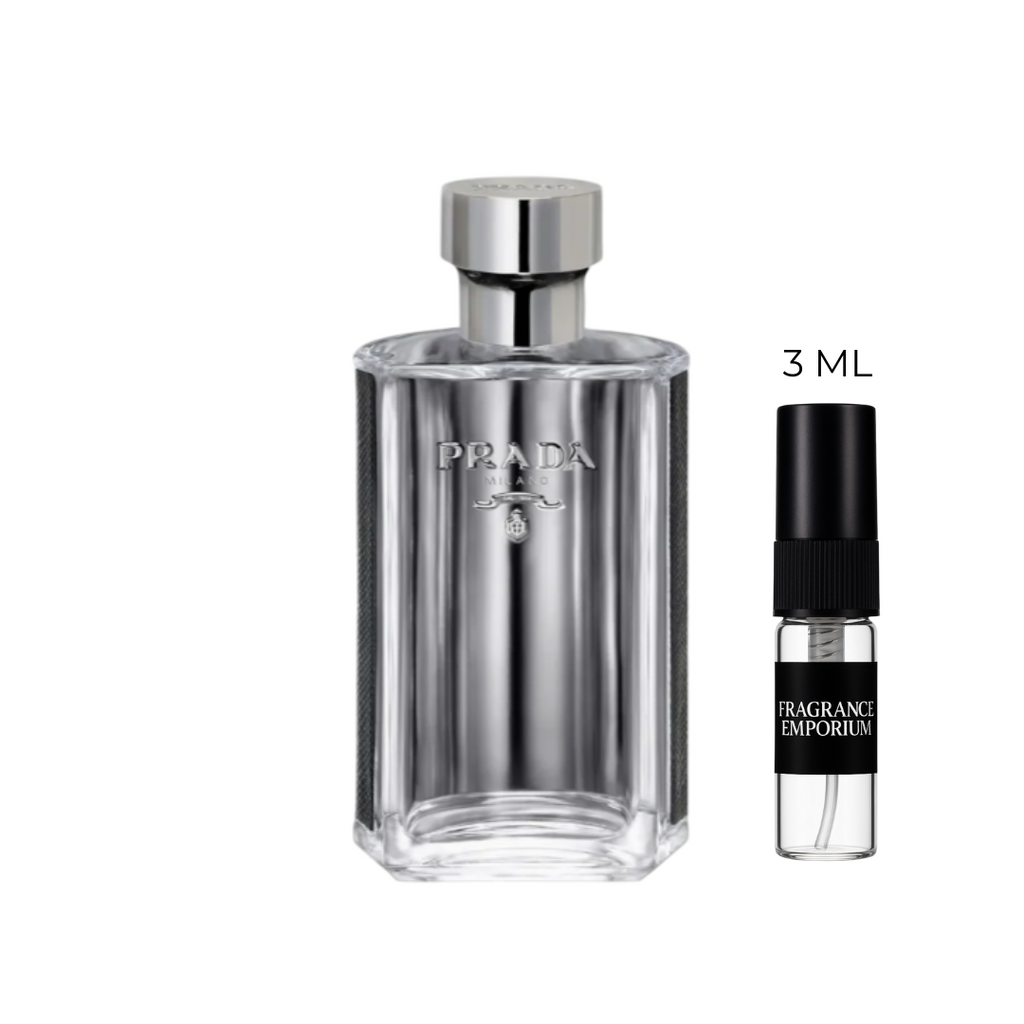 Prada L’Homme Eau de Toilette fragrance bottle – Fragrance Emporium elegant woody floral musk men’s fragrance