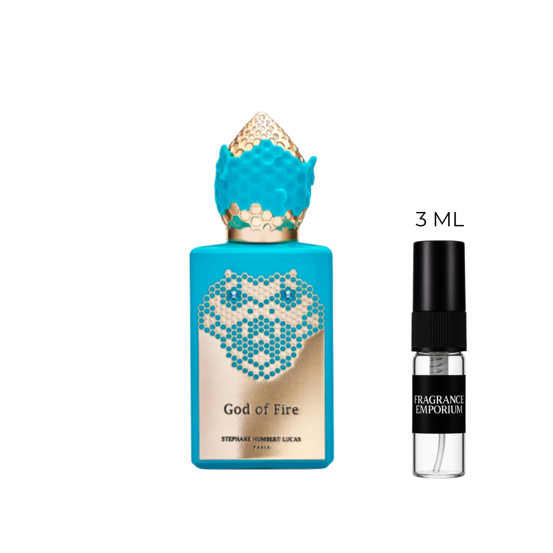 Stéphane Humbert Lucas God of Fire Eau de Parfum bottle – radiant fruity mango and oud fragrance