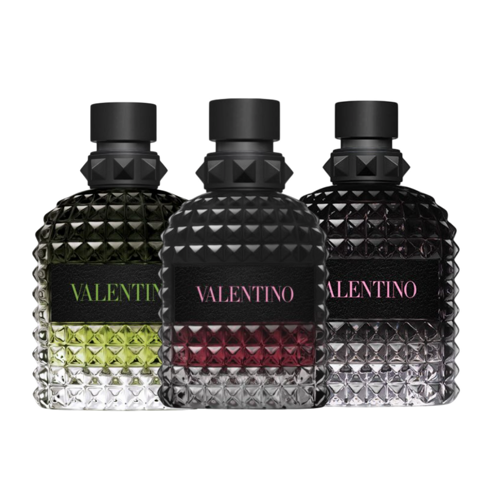 The Valentino Essence Pack featuring Uomo, Uomo Intense, and Uomo Born in Roma – Fragrance Emporium luxury men’s fragrance collection