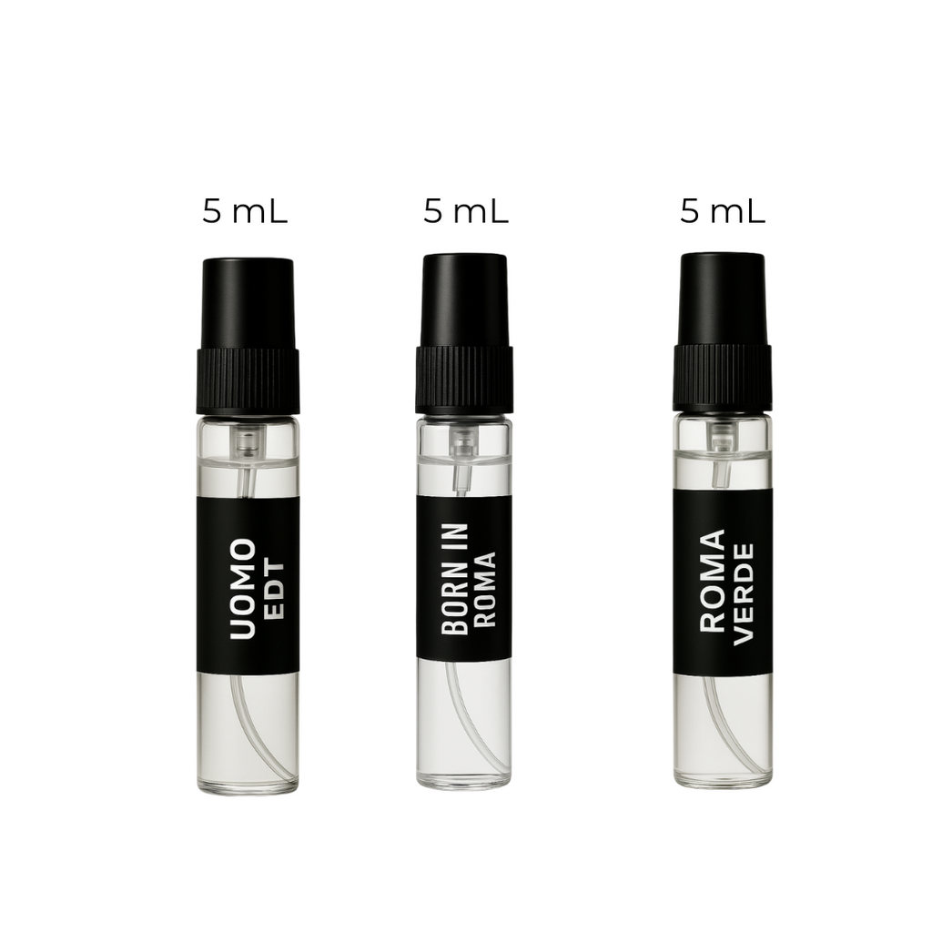 Valentino Uomo, Uomo Intense, and Uomo Born in Roma sample decants – Fragrance Emporium premium men’s fragrance set