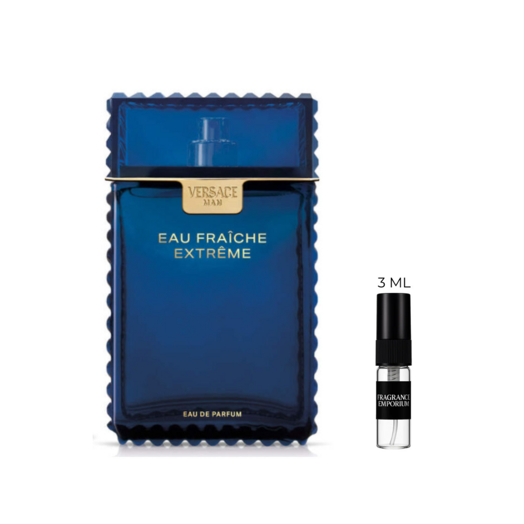 Versace Eau Fraîche Extreme EDP – vibrant citrus, spices, and woody accords in iconic blue bottle