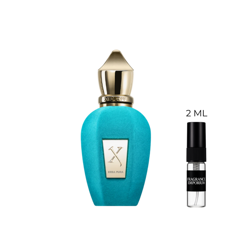 Xerjoff Erba Pura EDP perfume bottle with 2ml sample decant – luxurious fruity citrus unisex fragrance